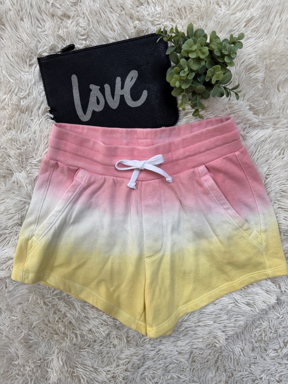 Reflex Athletic Fleece Shorts 💗 Pink White & Yellow